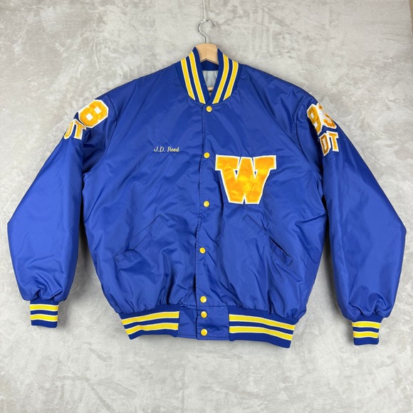 VTG DeLong Washington Commanders Varsity Bomber Jacket Men XXL Blue USA Made